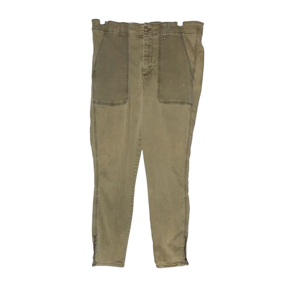 Lucky Brand Green Twill Stretch High Rise Skinny Ankle Zip Pants 10 25" Inseam